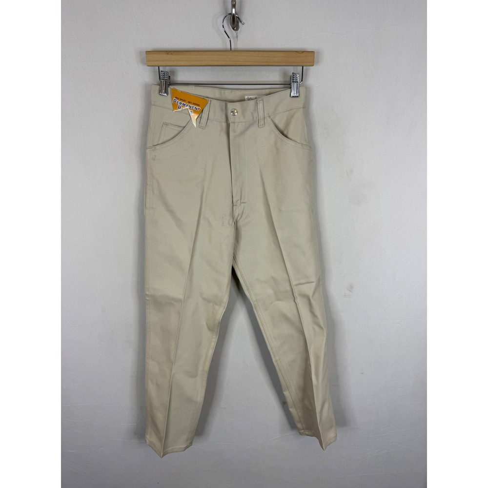Vintage Western Permanent Press Tan Twill Pants High Rise Deadstock Size 12 70s